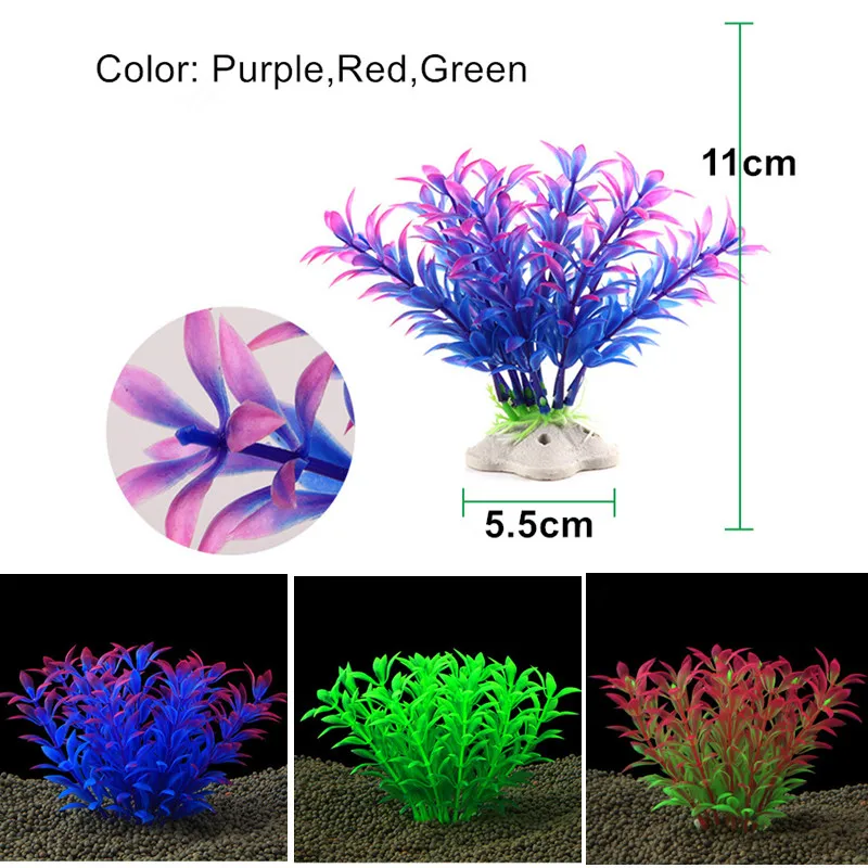 New Plastic Artificial Plant Aquarium Decoration Fish Tank Decorative Water Plant Grass Ornament 11cm-27cm 12 Styles Optional