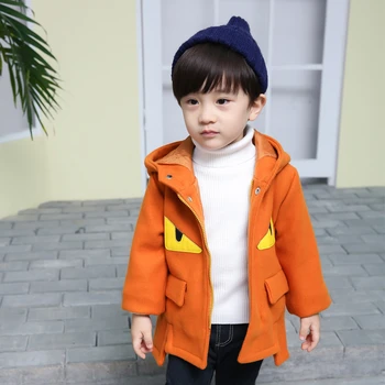 

fashion baby boys girls clothes autumn winter Cartoon little monsters style kids jackets long sleeve outwear hooded woolen coat