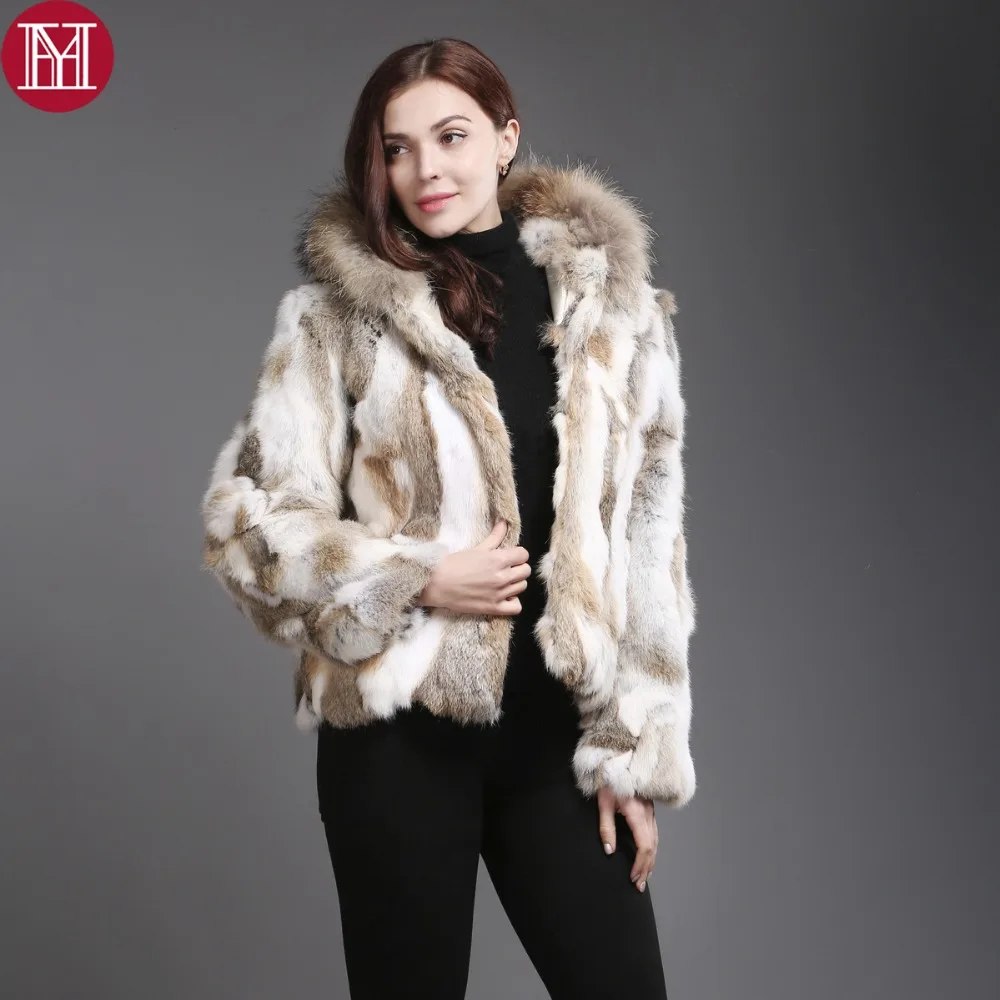 Женское короткое пальто из натурального кроличьего меха зимняя куртка с