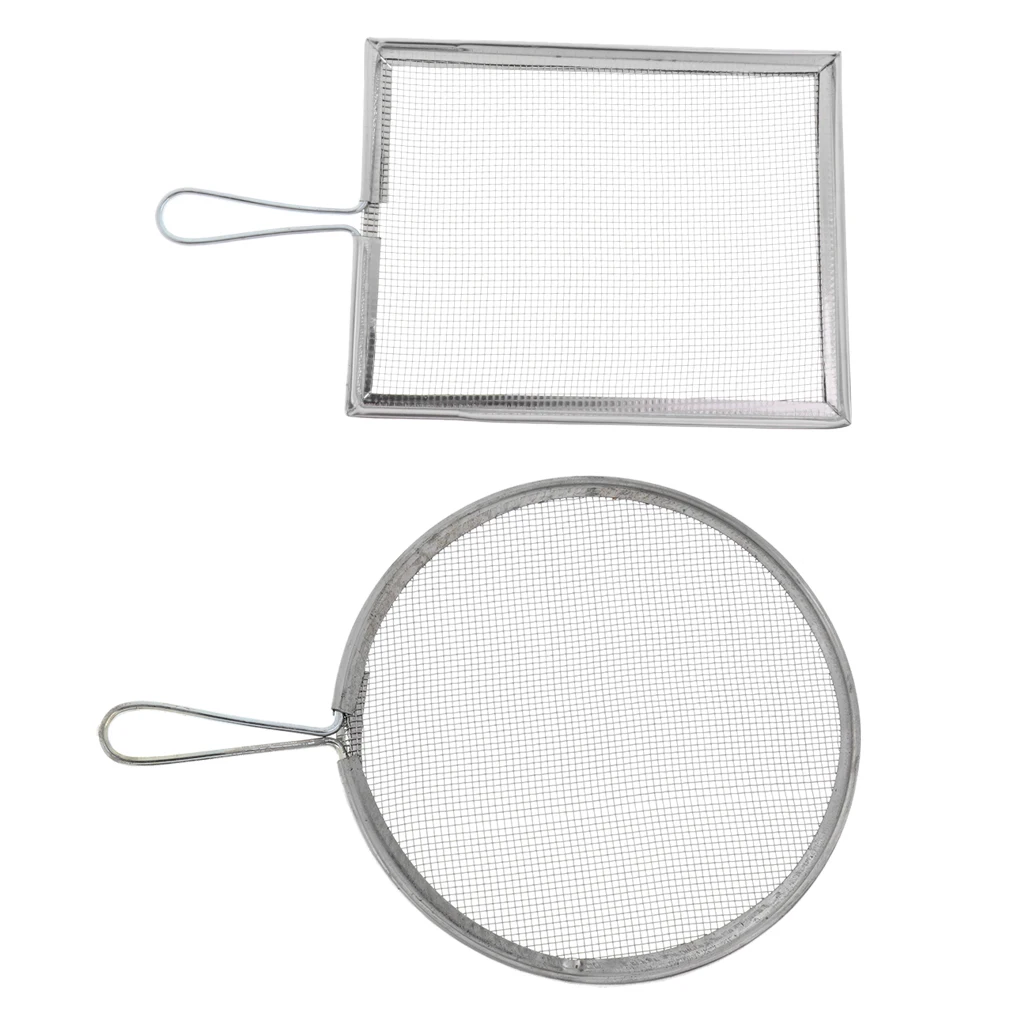 2pcs Filter Mesh Screen Strainers Steel Diy Crafts Mesh Sieves for Ceramic Glaze 2 Styles Can Choose With Handles
