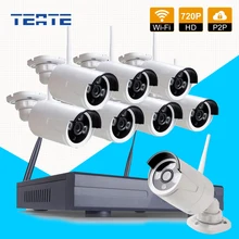 TEATE Wi-Fi 8-КАНАЛЬНЫЙ HD Беспроводной NVR Системы ВИДЕОНАБЛЮДЕНИЯ 8 шт. 720 P Водонепроницаемый IP WIFI Камеры Безопасности Дома Системы Безопасности комплект 8 каналов