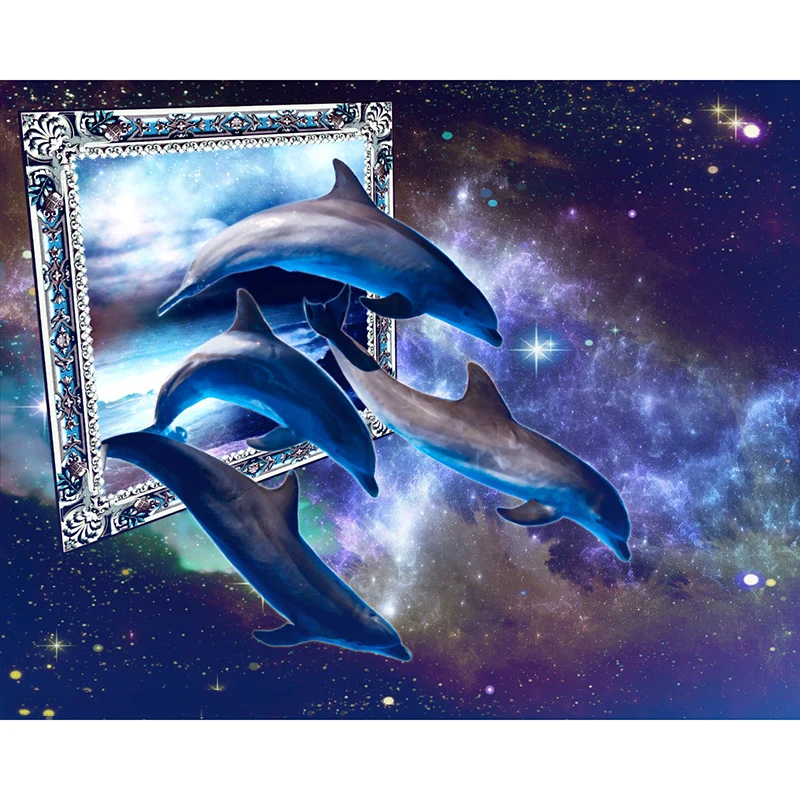 

Full Square/Round Drill 5D DIY Diamond Painting "dolphin & Starry" 3D Embroidery Cross Stitch Mosaic Rhinestone Home Decor gift