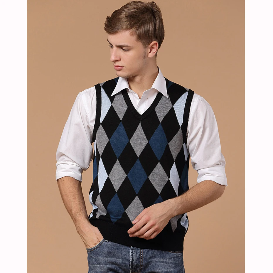 Asian Size Men's Wool Sweater Pullover Sleeveless Basic Knit Vest Tank