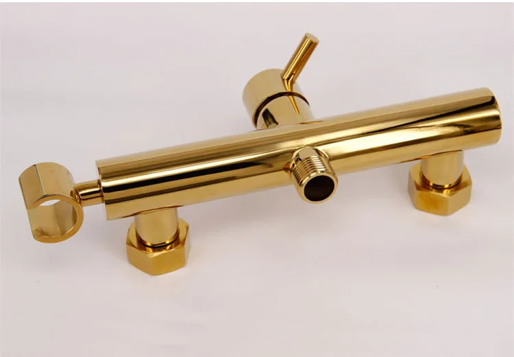 

Plating Titanium Gold Exempt from Drilling Cold and Hot Bidet Bathroom Shower Faucet Wall Mount Faucet