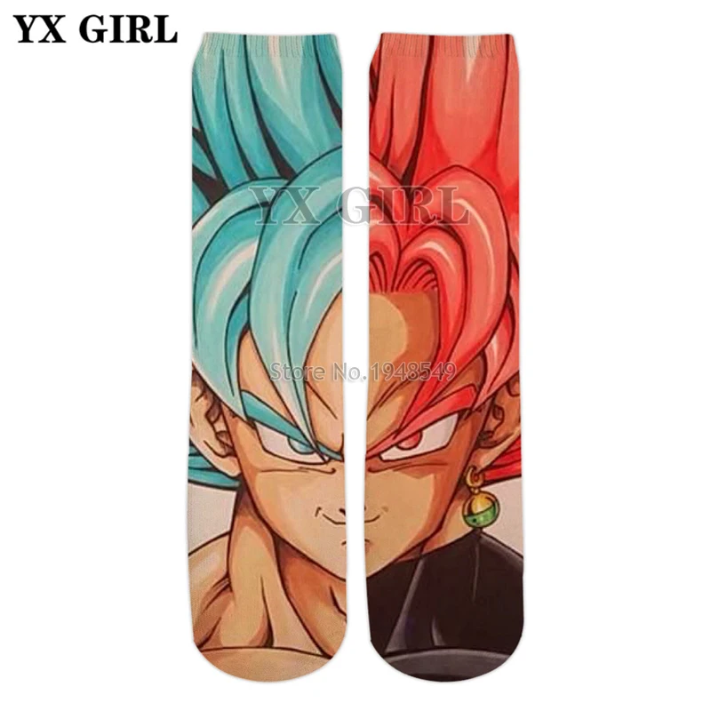 YX/Хлопковые носки высокого качества для девочек г. Новые летние модные носки с 3d рисунком аниме Dragon Ball Z/цельный принт, мужские/женские повседневные носки