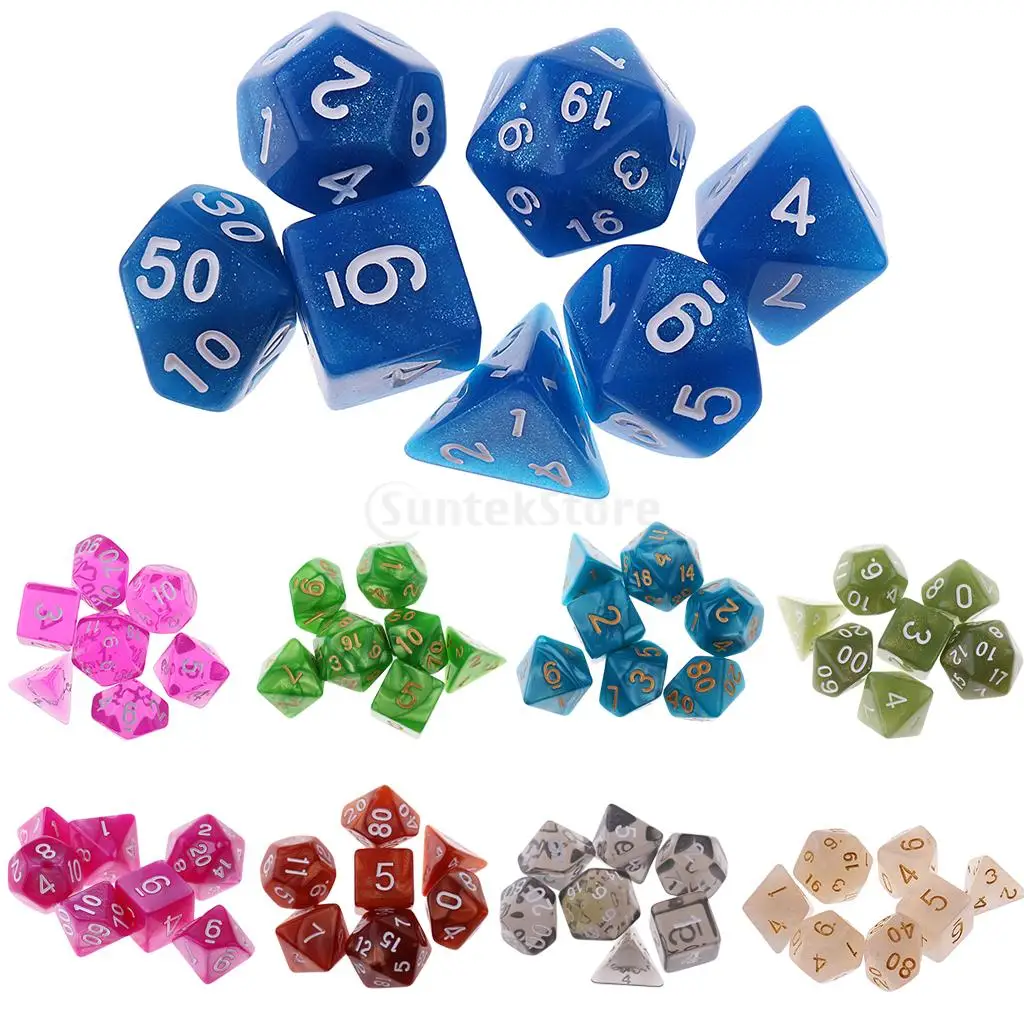 7PCS Polyhedral Dice D20 D12 D10 D8 D6 D4 16mm for Dungeons and Dragons Dice DND MTG RPG