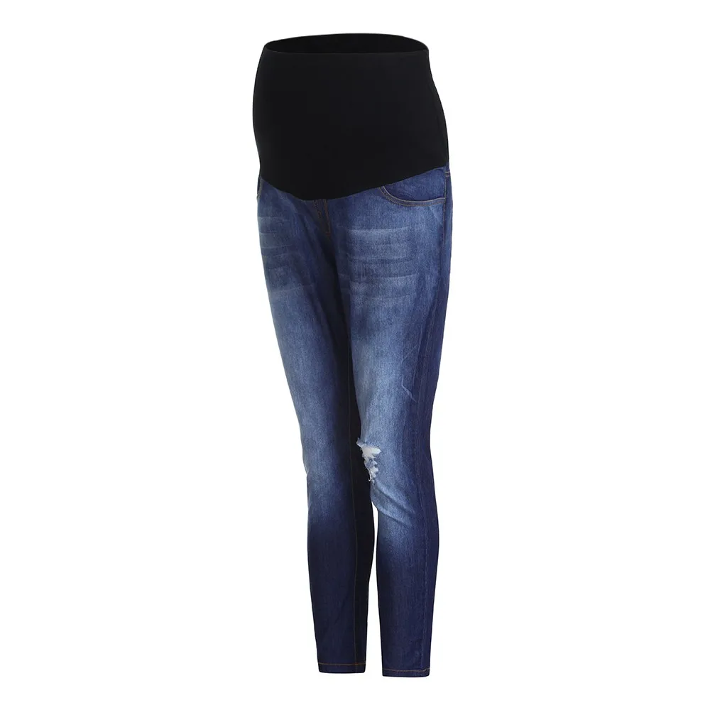 Womens Maternity Skinny Ankle Ripped Jeans Pregnant Trousers Slim for Women Nursing Prop Belly Legging