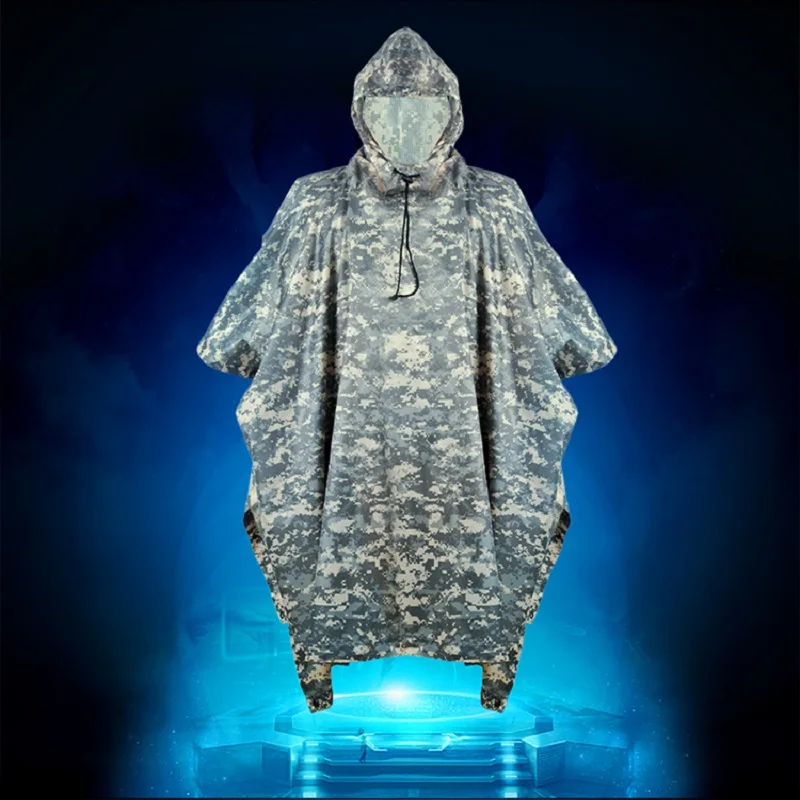 PU Poncho Jungle Tactical Raincoat Bionic Birdwatching CS Hunting Ghillie Suit Travel Hiking Rain Gear ghillie suit raincoat poncho