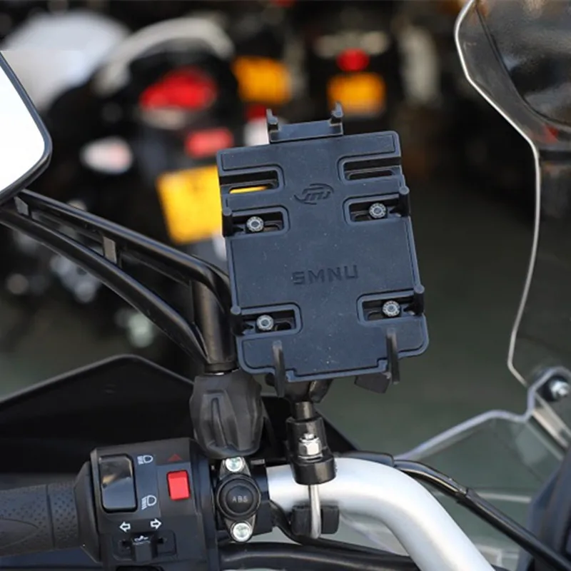  Motorcycle Handlebar Mount Kit Holder Double Socket Arm with Base Mount Rear View Mirror for Cell P