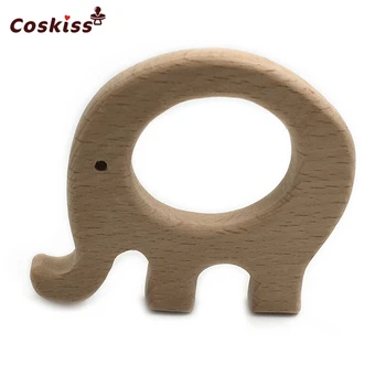 

DIY Wooden Personalized Pendent Organic Beech Wooden Elephant Natural Handmade Baby Wooden Teether For Baby Teething Nursing