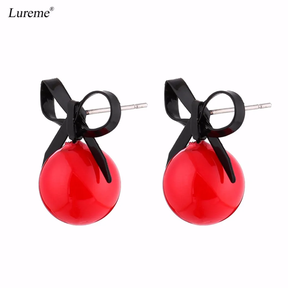 

Lureme Fashion 12mm Red Shell Pearl Earrings with Black Ribbon for Women and Girls (er005956)