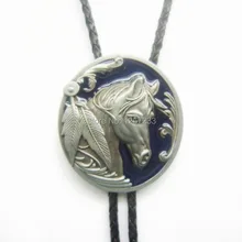 Синий Западный голова лошади Боло галстук шейный галстук 4 шт в партии