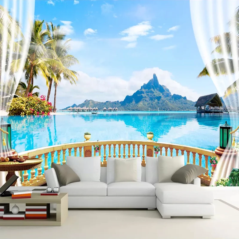 3d Wallpaper Modern Seaside Landscape Balcony Nature Scenery Photo Wall Mural Living Room Bedroom Home Decor Wall Painting Mural Wallpapers Aliexpress