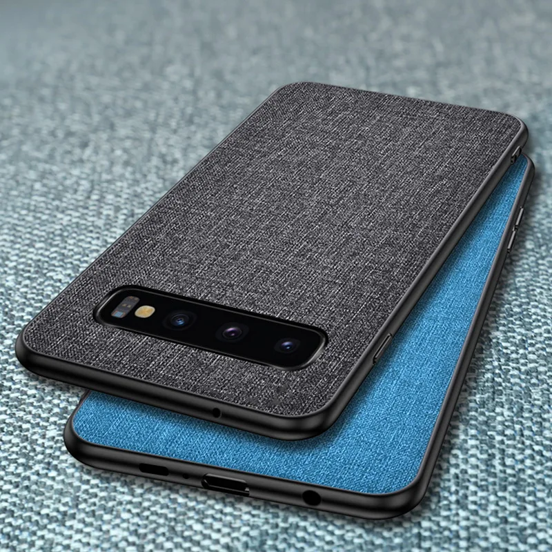 

Luxury Fabric Cloth Phone Case For Samsung Galaxy S10 5G S10e S9 S8 Plus S7 Edge Slim Soft Bumper Hard PC Back Skin Cover Coque