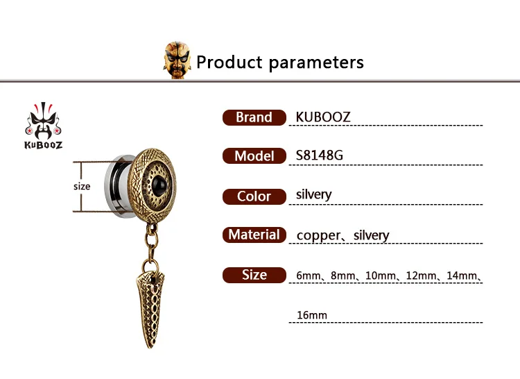 NEW arrival hot fashion stainless steel Bronze vintage pendant ear plugs body jewelry tunnels pair selling 2pcs/lot