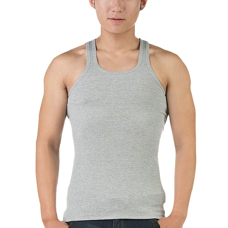 

Summer Men Sexy Vest Solid Color U Neck Tank Tops Sleeveless Shirts Man Casual Tights Vests L-3XL SSA-19ING