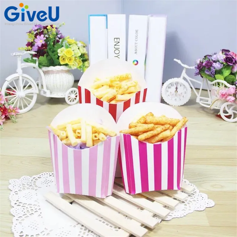 Buy GiveU 24pcs/lot Stripes Fry Containers French Fry
