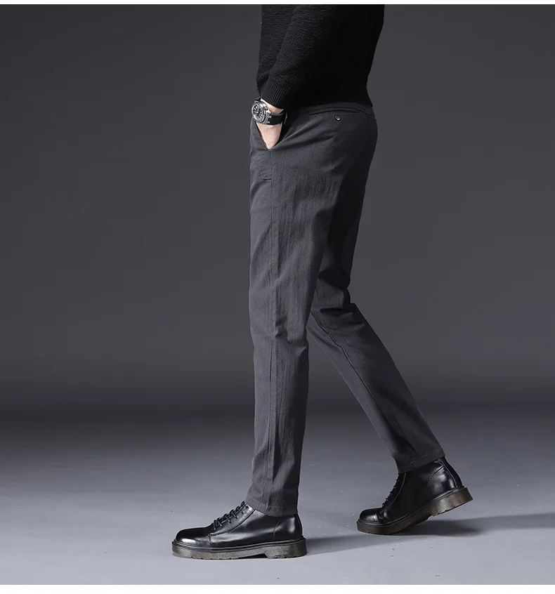 Jantour модные брендовые мужские, повседневные, деловые брюки мужские стрейч эластичная хлопковая ткань тонкие прямые брюки мужские Черные Серые Большие размеры