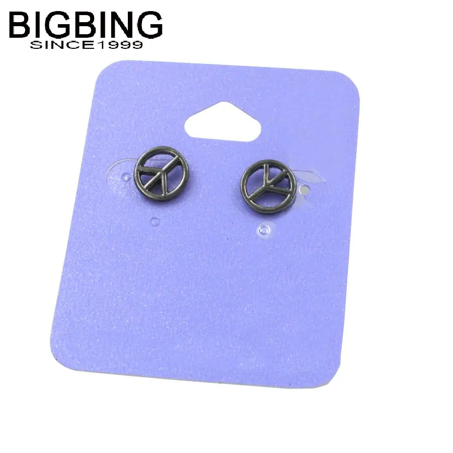 S121 BIGBING ювелирные изделия модные черные серьги гвоздики с знаком мира хорошего