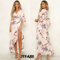 Модные женские Цветочные Boho Длинные Макси коктейльное платье для вечеринки Летний Пляжный Сарафан