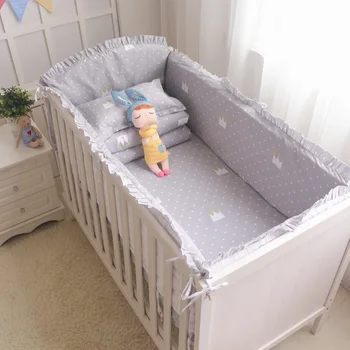 

5pcs Cartoon Baby Bedding Set Cotton Crib Bedding Set Baby Bed Linens For Girls Boys Bed Bumpers Sheet Pillowcase Multi Colors