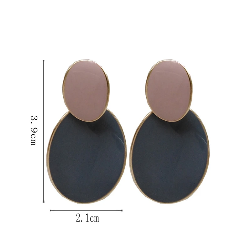 Korean Enamel Metal No Ears Hole Earrings Creative Irregular Round Oval Clip Earrings Without Piercing For Women Girls