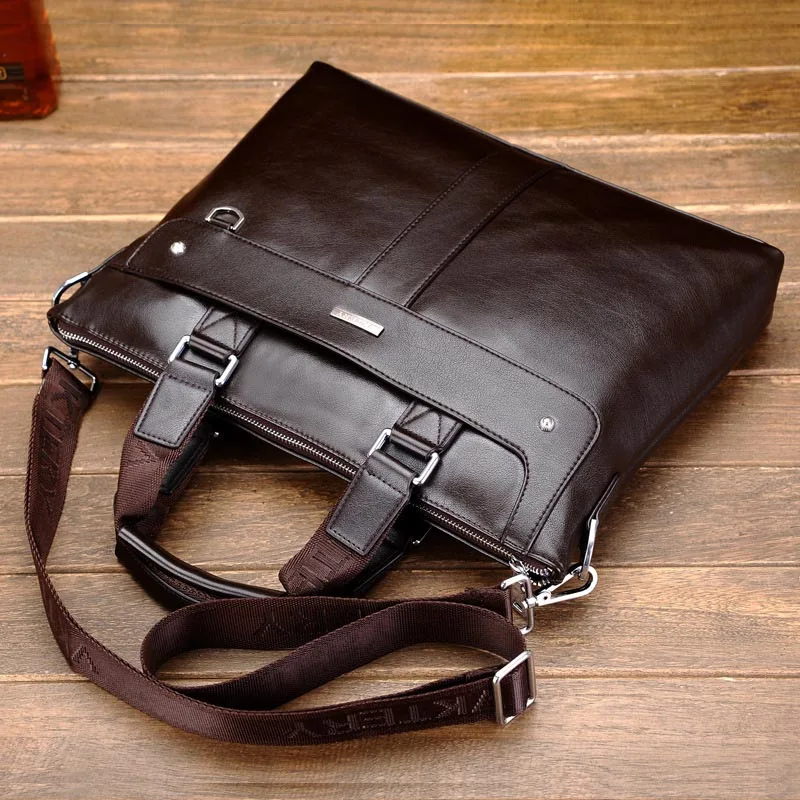 Модный мужской портфель, мужская деловая сумка, Мужская брендовая роскошная сумка для ноутбука, высокое качество, мужские сумки через плечо - Цвет: brown