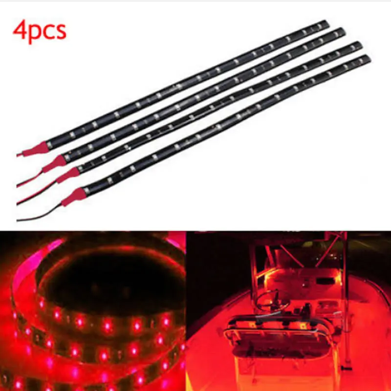 

4X Ultra Red LED Boat Light Deck Courtesy Bow Trailer Pontoon 12V Waterproof