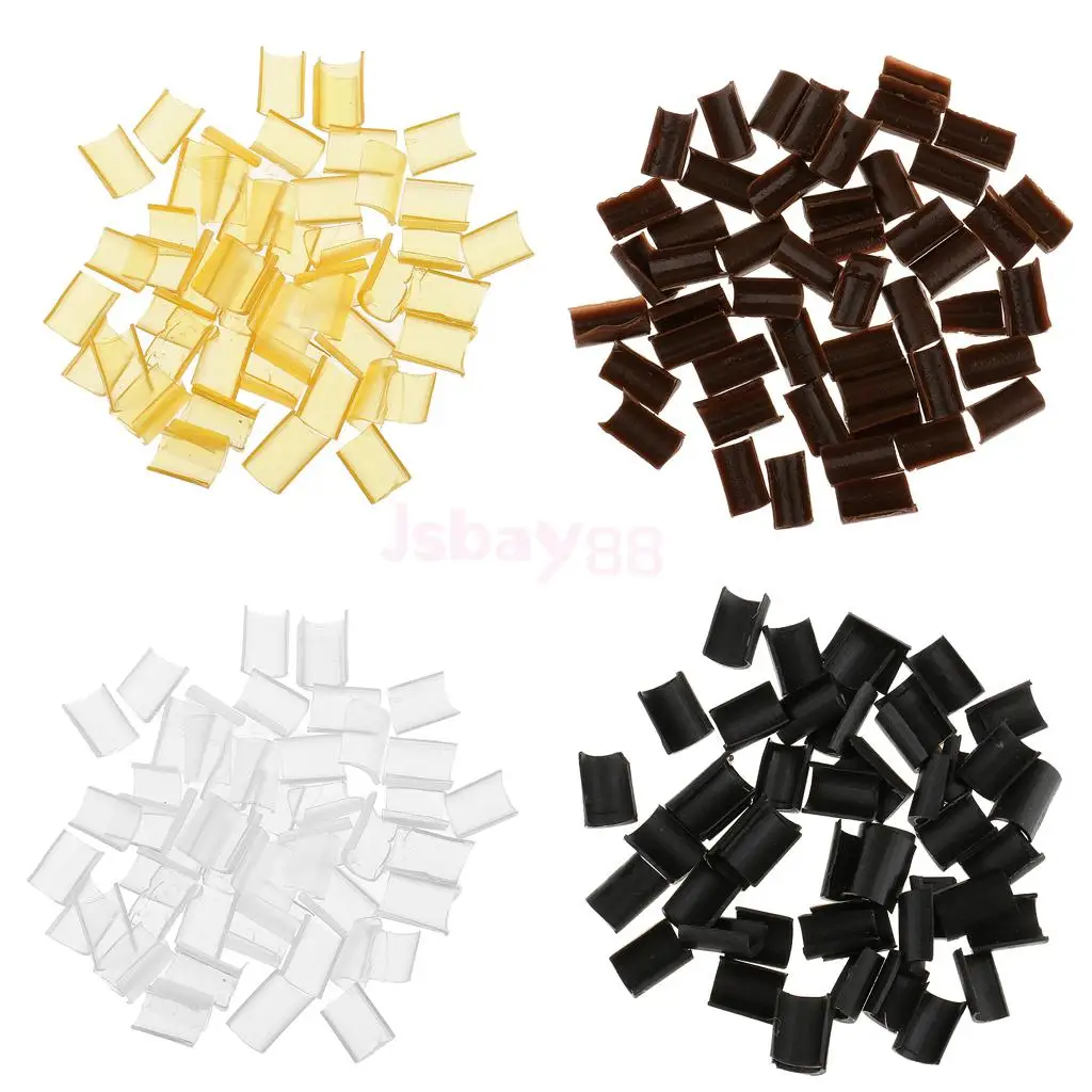 

50Pcs Keratin Nail Glue Beads for U Tip Rebond Hair Extension Clip Hot Fusion Black Gold Brown White