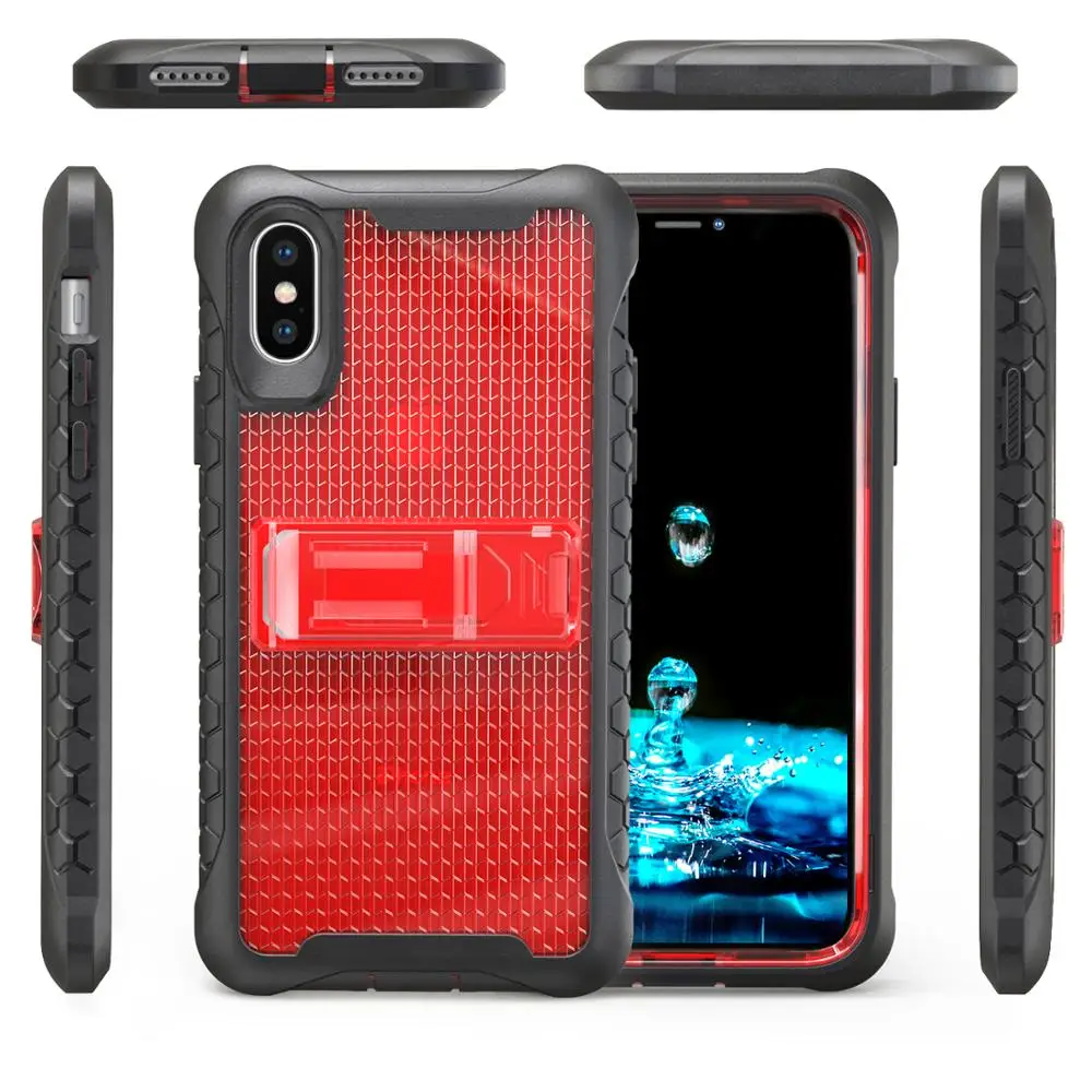 

Conelz For iPhone X Case iPhone XR Cover XS MAX Clear Case Shockproof 360' Full Protection Honeycomb Bumper Case Kickstand Case