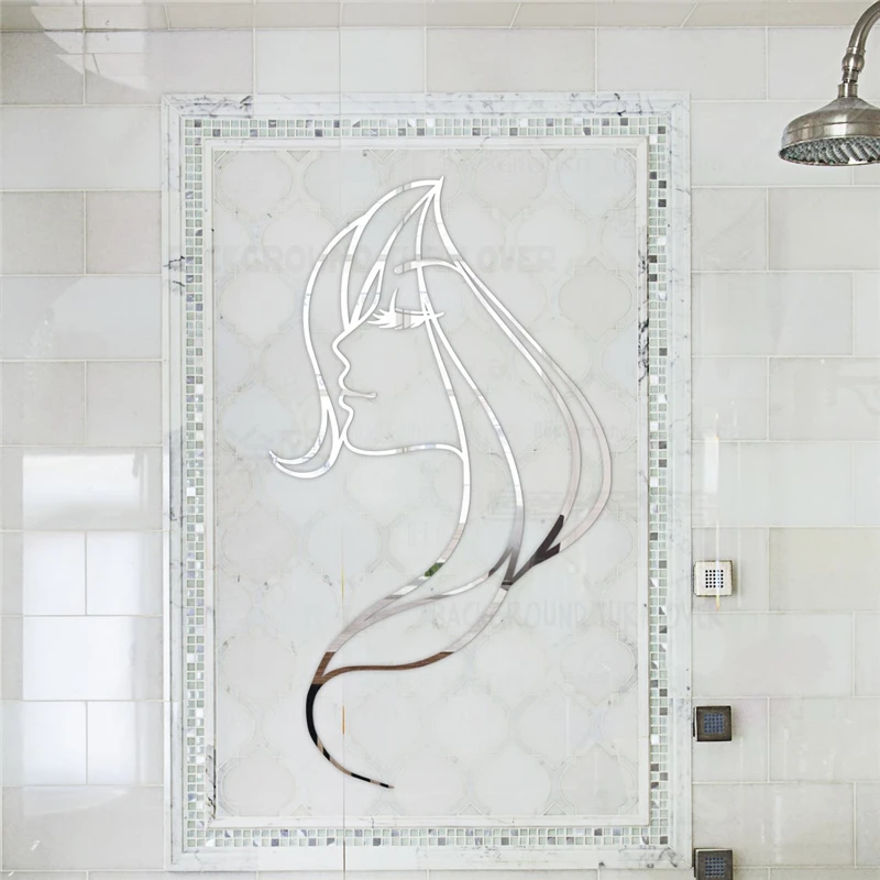 

Creative Girl Profile Decorative 3d Acrylic Mirror Wall Stickers Home Store Living Room Bedroom Decor Room Decoration Mural R022