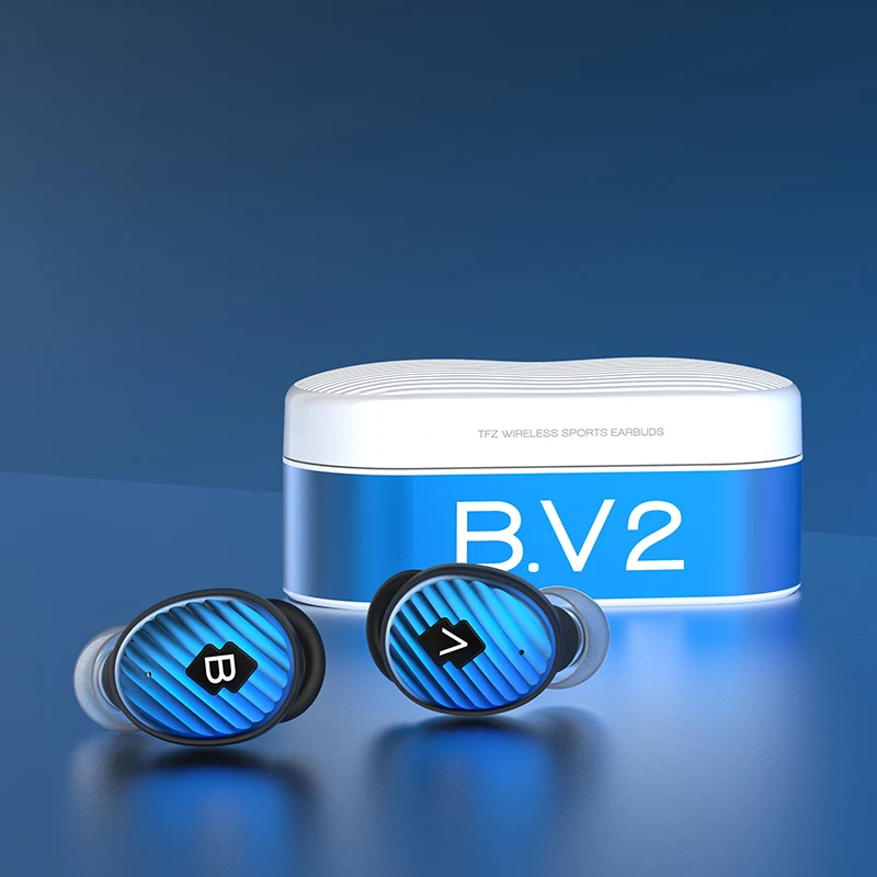 TFZ BV2 BV2 TWS Bluetooth V5.0 наушники-вкладыши с зарядным устройством двойной микрофон IPX5 для телефона huawei Xiaomi - Цвет: blue