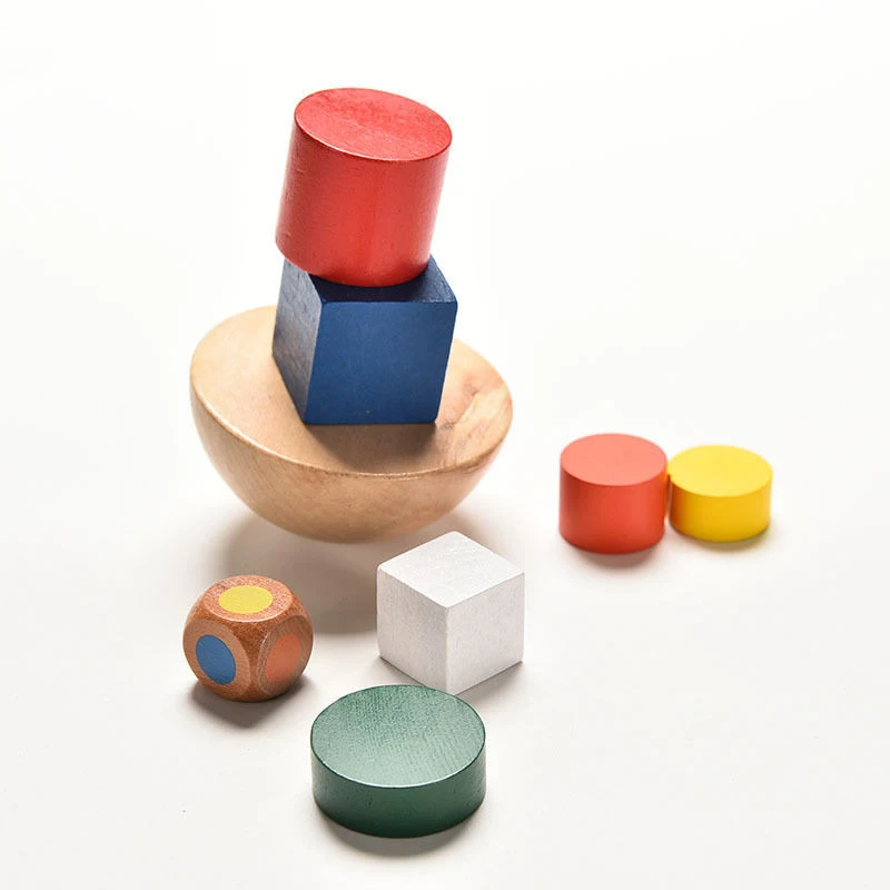 

Wooden Toys Geometric Blocks Balancing Game Canvas Bag Small Size Early Learning Educational Blocks Child Toys Christmas gift