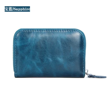 

Sale Vintage Oil Wax Genuine Leather Cowhide Rfid Card Holder Women Men Wallet For Credit Card Business Card Holders Purse Bag