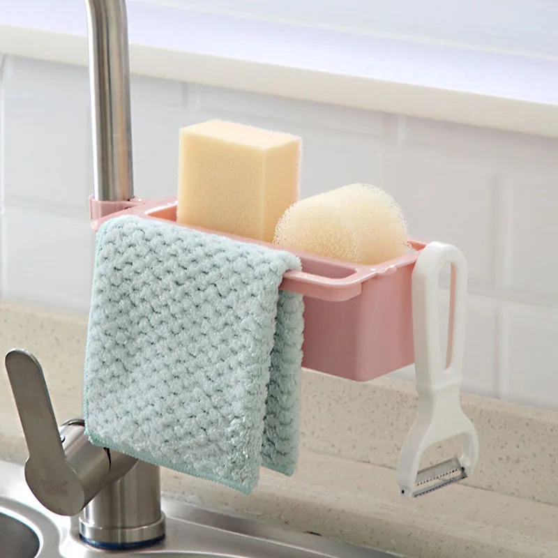 

2Pcs Kitchen Shelf Faucet Screw Fixed Draining Rack Hanger Holder Sink Sponge Rag Peeling Knife Storage Trays Organizer Shelves
