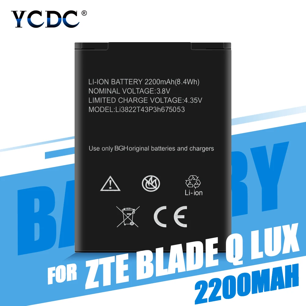 

Battery Li3822T43P3h675053 Lithium For ZTE 4G Smart Blade A430 A210 2200mAh Polymer Mobile Phone Batteries