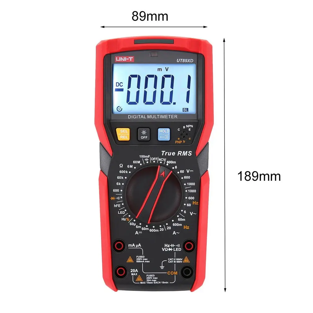 Digital UT89XD True RMS цифровой мультиметр DC/AC Амперметр напряжения вольтметр NCV/конденсатор/Триод/светодиодный Тест Тестер