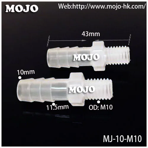 Free shipping 10pcs Lots MJ 10 M10 straight through joint 10mm to M10 male thread connector