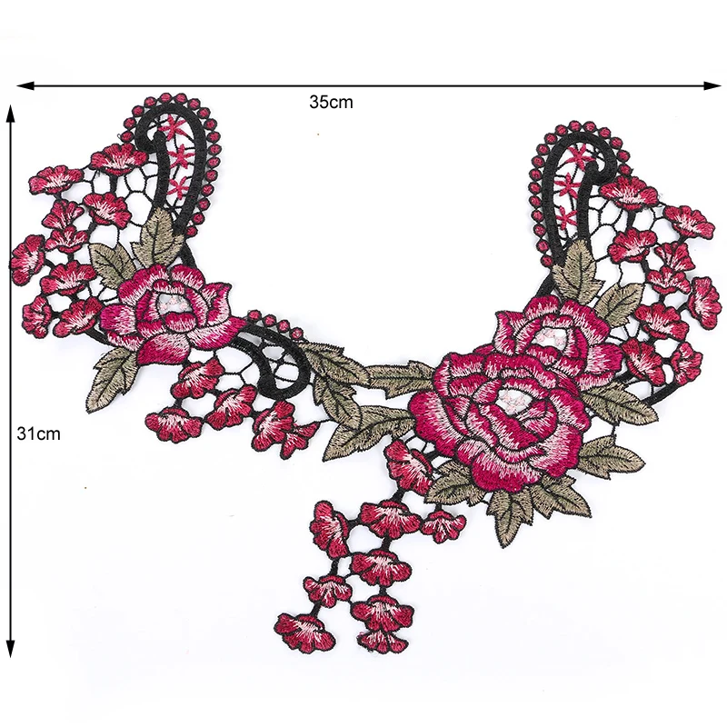 1 шт. вышитая Цветочная кружевная горловина воротник отделка одежды вышивка аппликация 23 стиль вышивка края розовый цвет Скрапбукинг
