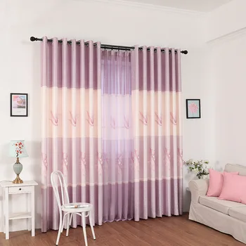 

Popangel Popular Modern Style Customized Polyester Blue Printed Eco-Friendly Thickening Blackout Bedroom Ready Made Curtains