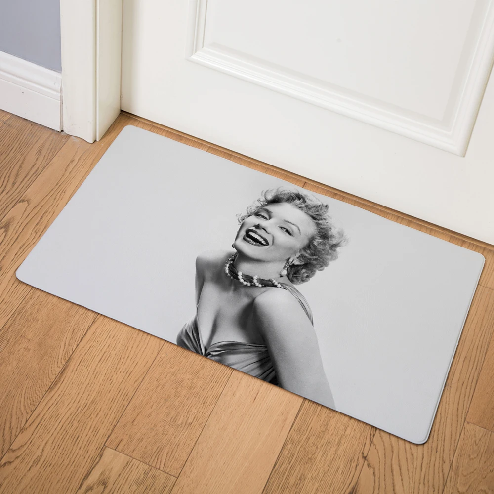Сексуальная девушка Мэрилин Монро ПВХ кожаные коврики 46*76 см водонепроницаемый кухонный ковер при входе нескользящий Декор портрет двери
