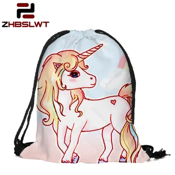 

ZHBSLWT New 3D Print Drawstring Bag Fullprinting Women Backpack with lovely Pattern -0100