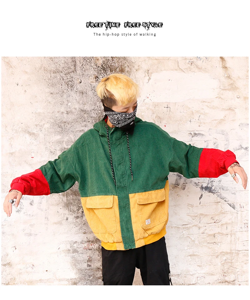 Corduroy Jacket Mens Oversize Bomber Punk Rave Mens Jackets And Coats   (2)