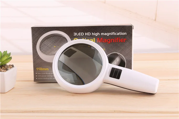 10X 110mm Diameter Handheld Magnifying Glass with LED Light Portable Magnifying Glass White Magnifier-18