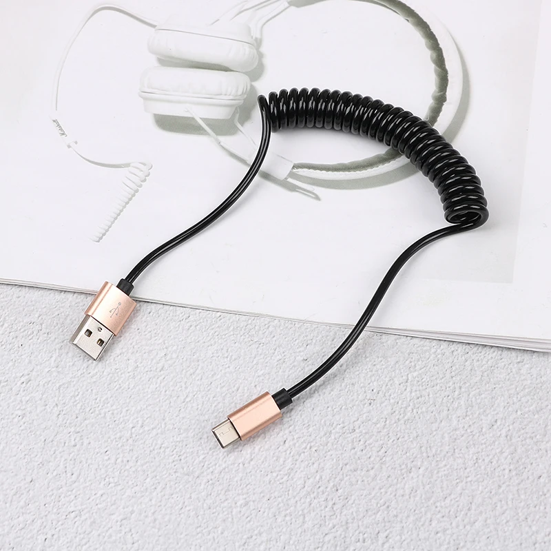 1 м пружинный спиральный Выдвижной USB A штекер для type C USB-C кабель для зарядки данных - Цвет: Золотой