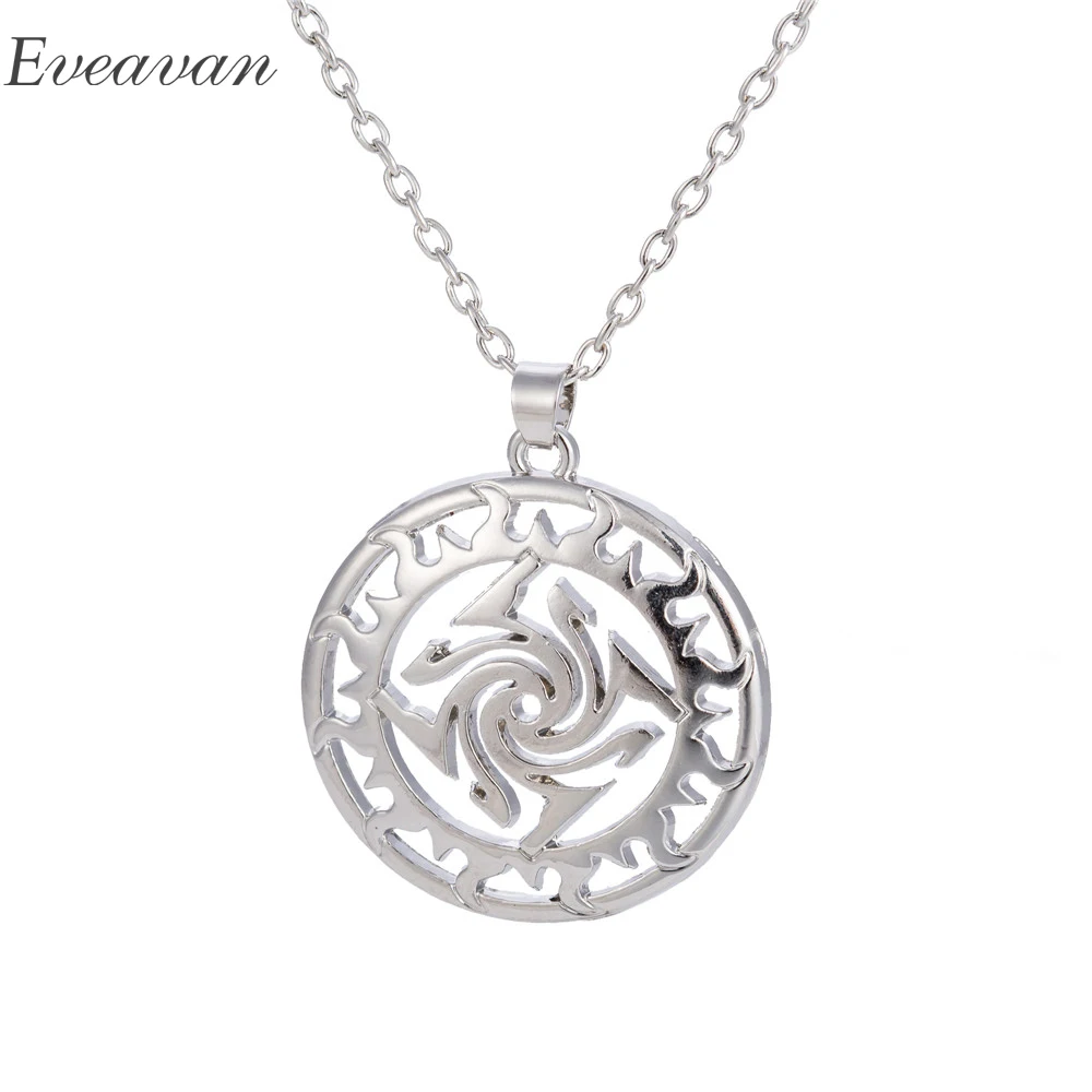 

EUEAVAN 30pcs Round Shape Slavic Burning Sun Pendant Necklaces Left Facing Lauburu Symbol Jewelry For Men Women