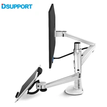 OA-8Z Height Adjustable Double Arm 27 inch Monitor Holder+ Double Arm Tablet PC Stands 360 Degree Rotatable computer desks