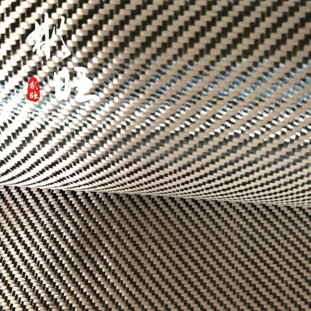 1500D Золотой кевлар и 3K черная саржа из углеродного волокна 230gsm 3K ткань из углеродного волокна