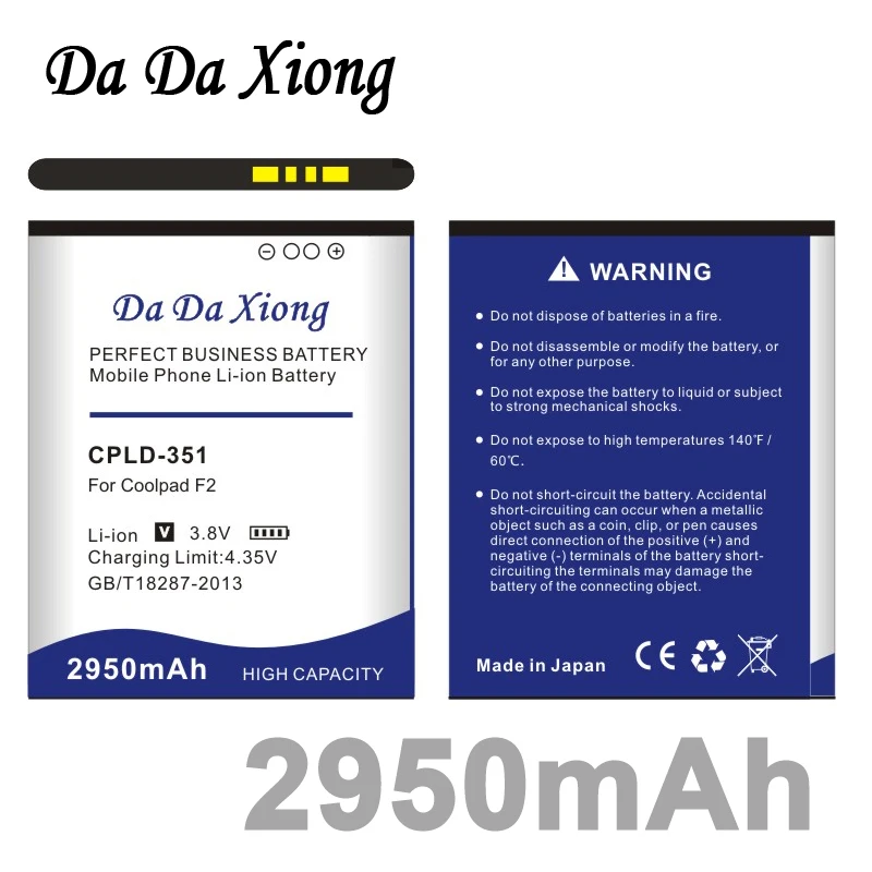 Зеркальная батарея DaDaXiong 2950 мАч для телефона Coolpad F2 Battery 8675 NOTE 5951 8750 5891Q 7320 |