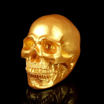 

medical Study Model Gold Scary Skeleton Skull Resin Crafts Halloween Gift Indoor Home Decorations Flowerpot Furnishings